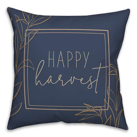 Happy Harvest Blue Throw Pillow